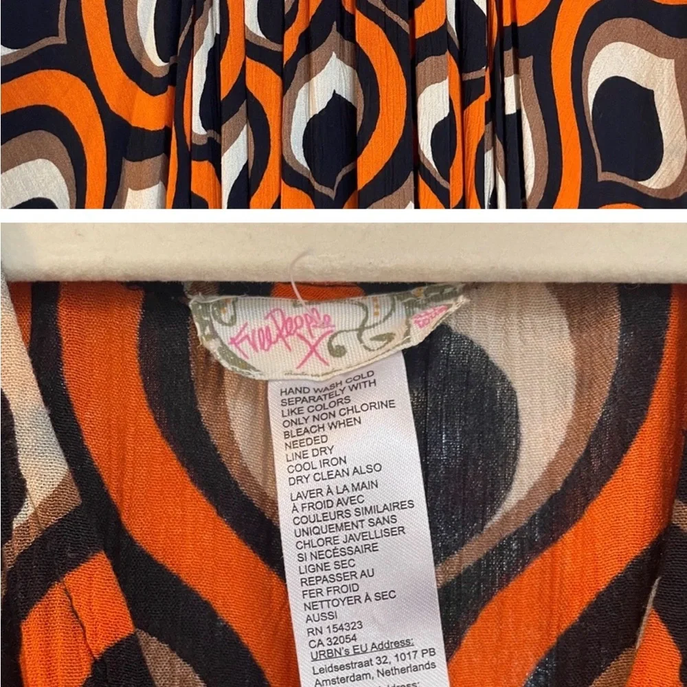 Free People Groovy Baby Maxi Kaftan Dress Orange One Size - Picture 4 of 5